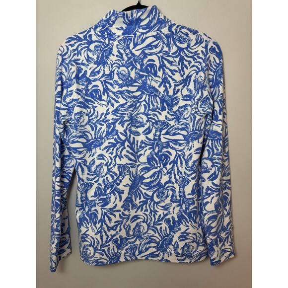 Lilly Pulitzer Lobstah Roll Skipper Popover Blue Lobster Quarter Zip Sz S EUC - Picture 3 of 15
